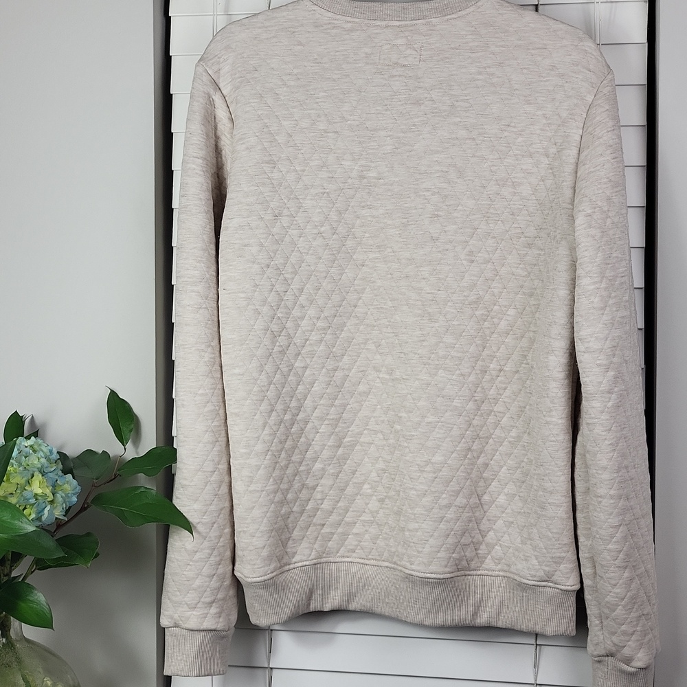 Marine Layer google Quilted‎ Crewneck Sweatshirt in Heather Beige. Size S - Picture 9 of 9